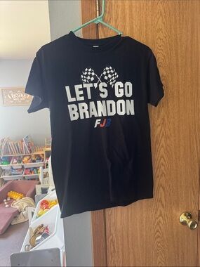 Gildan Black Short Sleeve "LET'S GO BRANDON" Graphic Tee